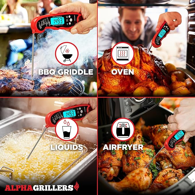 Alpha Grillers Meat Thermometer Digital - Instant Read Food Thermometer for Cooking and Grilling Gifts for Men Valentines Day Gifts for Him Her Mom Dad