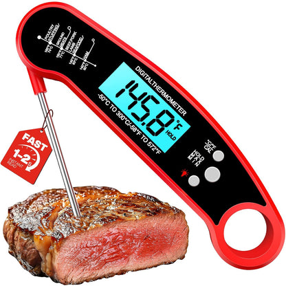 Meat Thermometer Digital - Instant Read Food Thermometer for Cooking Grilling, Candy, Air Fryer, Griddle Probe Kitchen Gadgets Essentials BBQ Accessories, Gifts for Men, Mom, Dad, Red