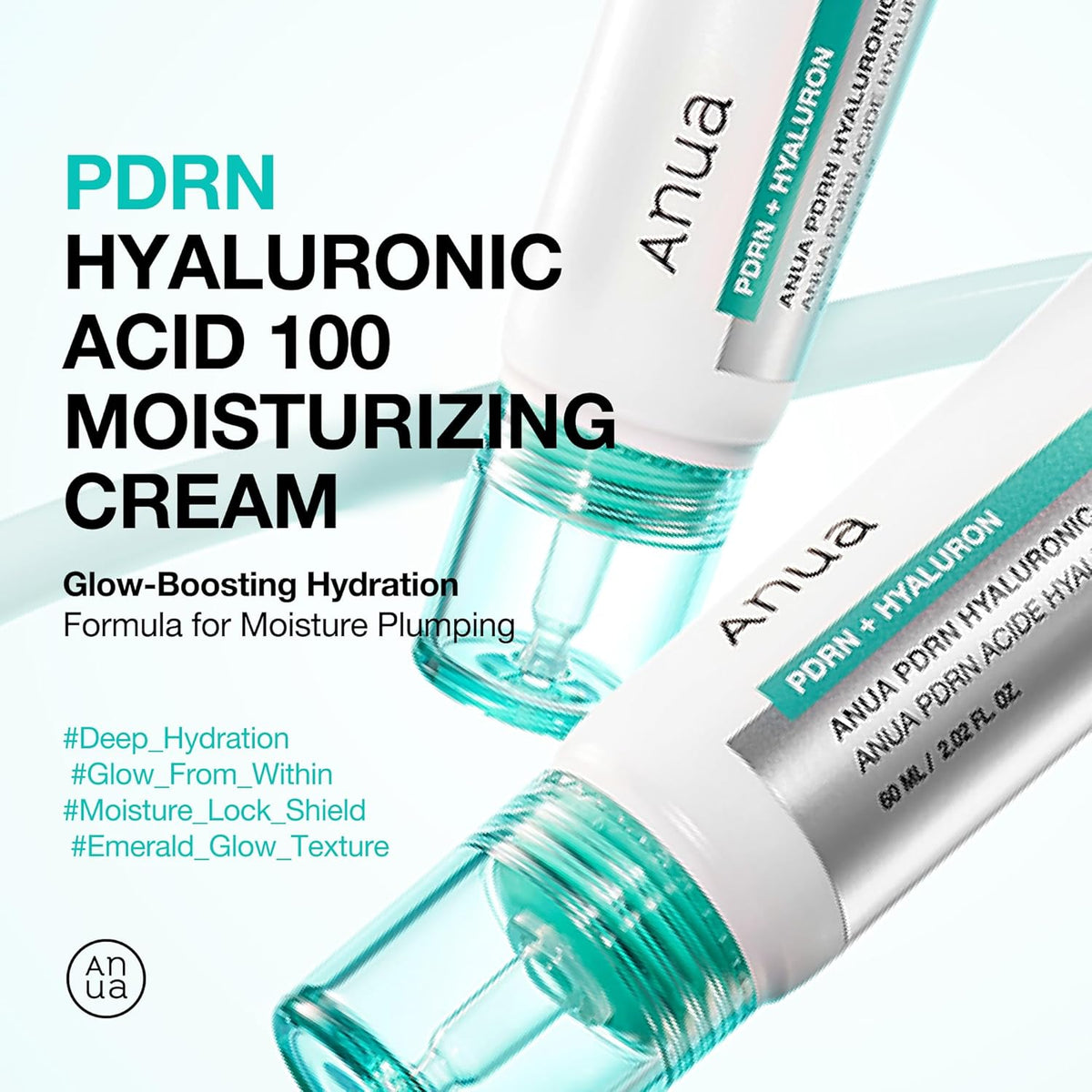ANUA PDRN Hyaluronic Acid 100 Moisturizing Cream, Lightweight, Non-Greasy Hydrating Face Moisturizer with Salmon DNA for Glass Skin, Korean Skincare (2.02 fl oz)