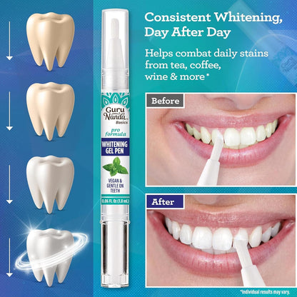 GuruNanda Teeth Whitening Pen,(0.06 fl oz)-20 Uses, Vegan & Gentle on Teeth Pro Formula - Hydrogen Peroxide Whitening Gel Pen, Cruelty-free, Mint Flavor