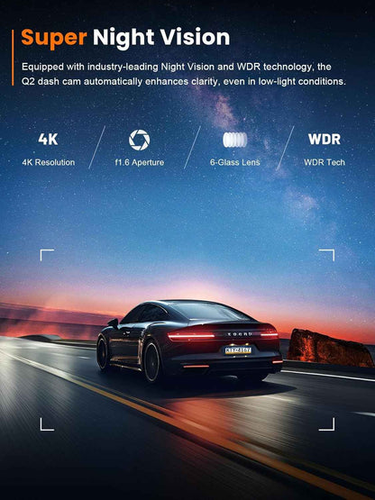 4K Dash Cam Front, Built-in 5G WiFi, 64GB Card Included, Dash Camera for Cars, Mini Dashcam with Super Night Vision, Loop Recording, G-Sensor, 24 Hours Parking Monitor, Support 256GB Max