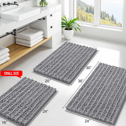 Smiry Bathroom Rugs Mat 30x20, Extra Soft Absorbent Chenille Bath Rugs, Non Slip Rubber Backing Machine Washable Quick Dry Bath Mats for Bathroom Floor, Tub, Shower, Home Decor Accessories, Grey