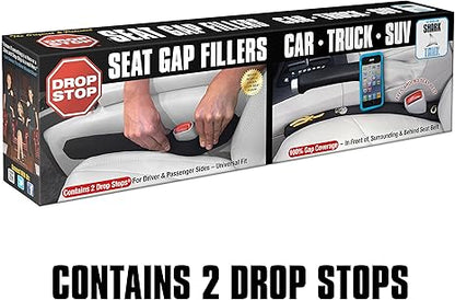 Drop Stop - The Original Patented Car Seat Gap Filler (As Seen On Shark Tank) - Between Seats Console Organizer, Set of 2 and Slide Free Pad and Light