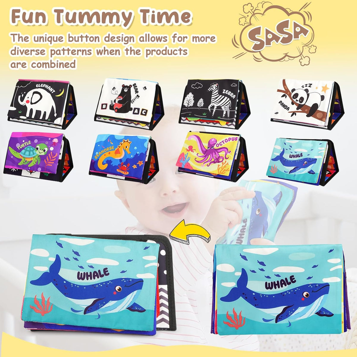 URMYWO Tummy Time Toys - Black and White High Contrast Baby Toy for Newborn - Baby Visual Stimulation Mirror - Crinkle Toy for Infant 0-3-6-12 Months - Boy Girl Shower Gifts - Easter Basket Stuffers