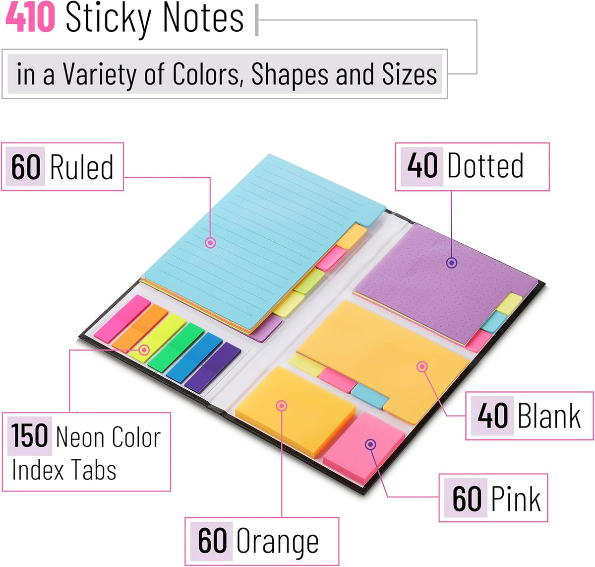 Mr. Pen- Sticky Notes Set, 410 Pack, School Supplies, Office Supplies, Planner Sticky Note Dividers Tabs, Book Notes