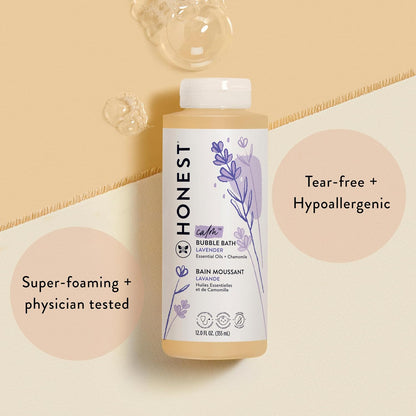 The Honest Company Foaming Natural Bubble Bath, Tear-Free, Hypoallergenic, Baby Wash, Lavender Calm, 12 fl oz