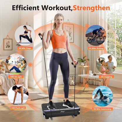 AXV Vibration Plate Fitness Platform Exercise Machine Vibrating Shaking Full Body Shaker Workout Vibrate Stand Shake Board Sport Gym for Weight Loss Fat Burner for Women Men