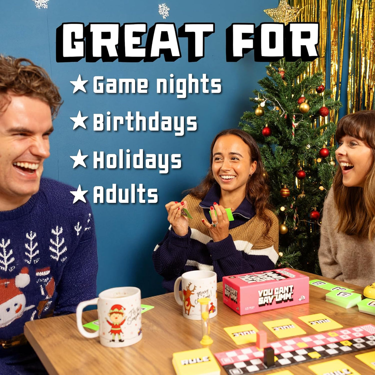 You Can't Say UMM: A Party Game for Family and Adults, Fast-Paced Family Word Game, Must Have for Game Night, Bonus Content Included