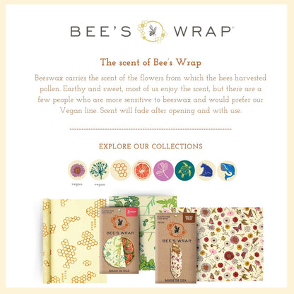 Bee's Wrap Beeswax Wraps for Food - Honeycomb 3 Pack (S, M, L) Made in USA Reusable & Organic Food Wraps, Sandwich Wrap & Bowl Covers - Eco-Friendly Alternative to Aluminum Foil & Plastic Wrap