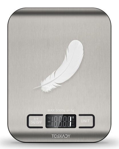 Food Scale, 11lb Digital Kitchen Scale with 6 Units LCD Display and Tare Function,Compact Design for Baking,Healthy Cooking,Meal Prep, 304 Stainless Steel