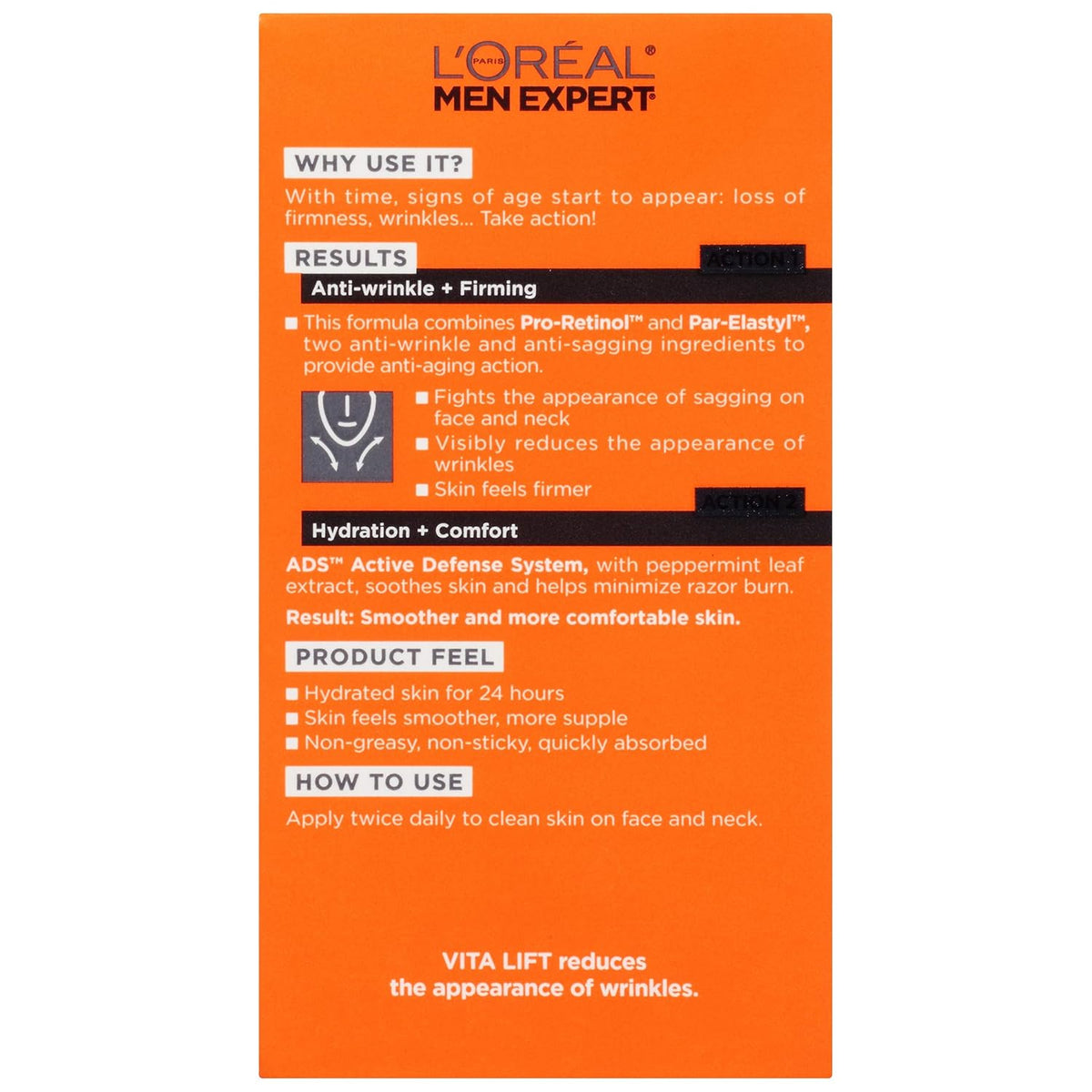 L'Oreal Paris Men Expert Vitalift Anti-Wrinkle & Firming Face Moisturizer with Pro-Retinol, 1.6 oz
