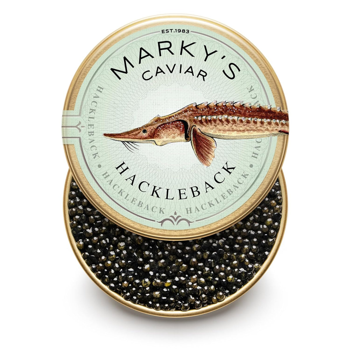 MARKY'S Hackleback Black American Caviar - 1.75 oz / 50 g - Premium Malossol Black Roe - GUARANTEED OVERNIGHT