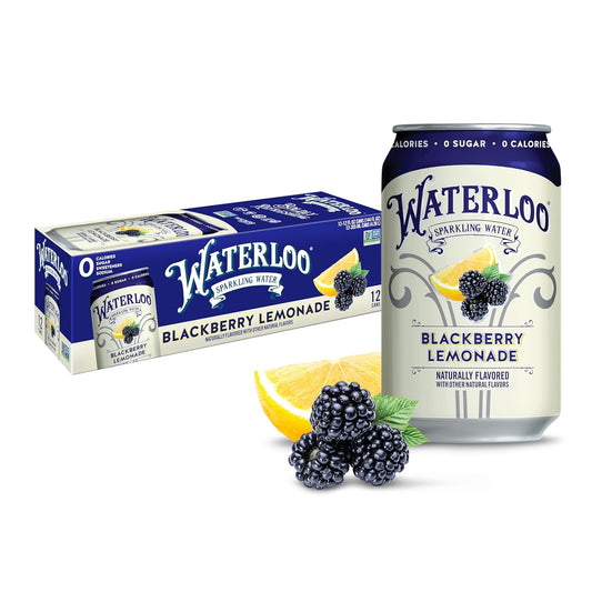 Waterloo Sparkling Water, Blackberry Lemonade Naturally Flavored, 12 Fl Oz Cans (Pack of 12) – Zero Calories and Zero Sugar or Sweeteners