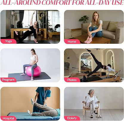 CoolMate Pilates Socks with Grips for Women, Yoga Socks, Crew Non Slip Women for Workout, Barre, Pilates Gifts