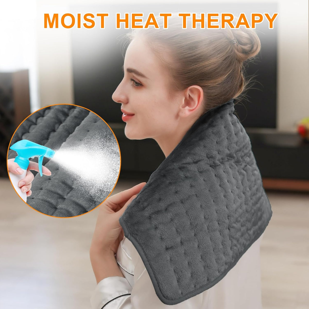 Deepsoon Heating Pad,Electric Heating Pads for Back,Neck,Abdomen,Moist Heating Pad for Shoulder,Knee,Arms,Legs,Dry/Moist Heat & Auto Shut Off,Christmas Gifts for Men and Women,Dark Gray,24x12 Inch