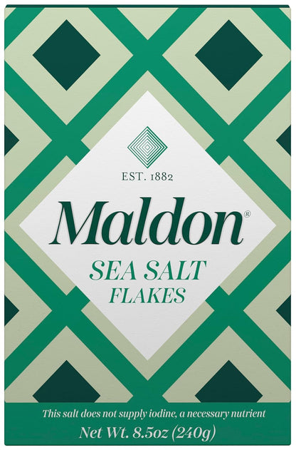 Maldon Sea Salt Flakes 8.5 oz (240 g) pyramid shaped gourmet salt perfect for various dishes