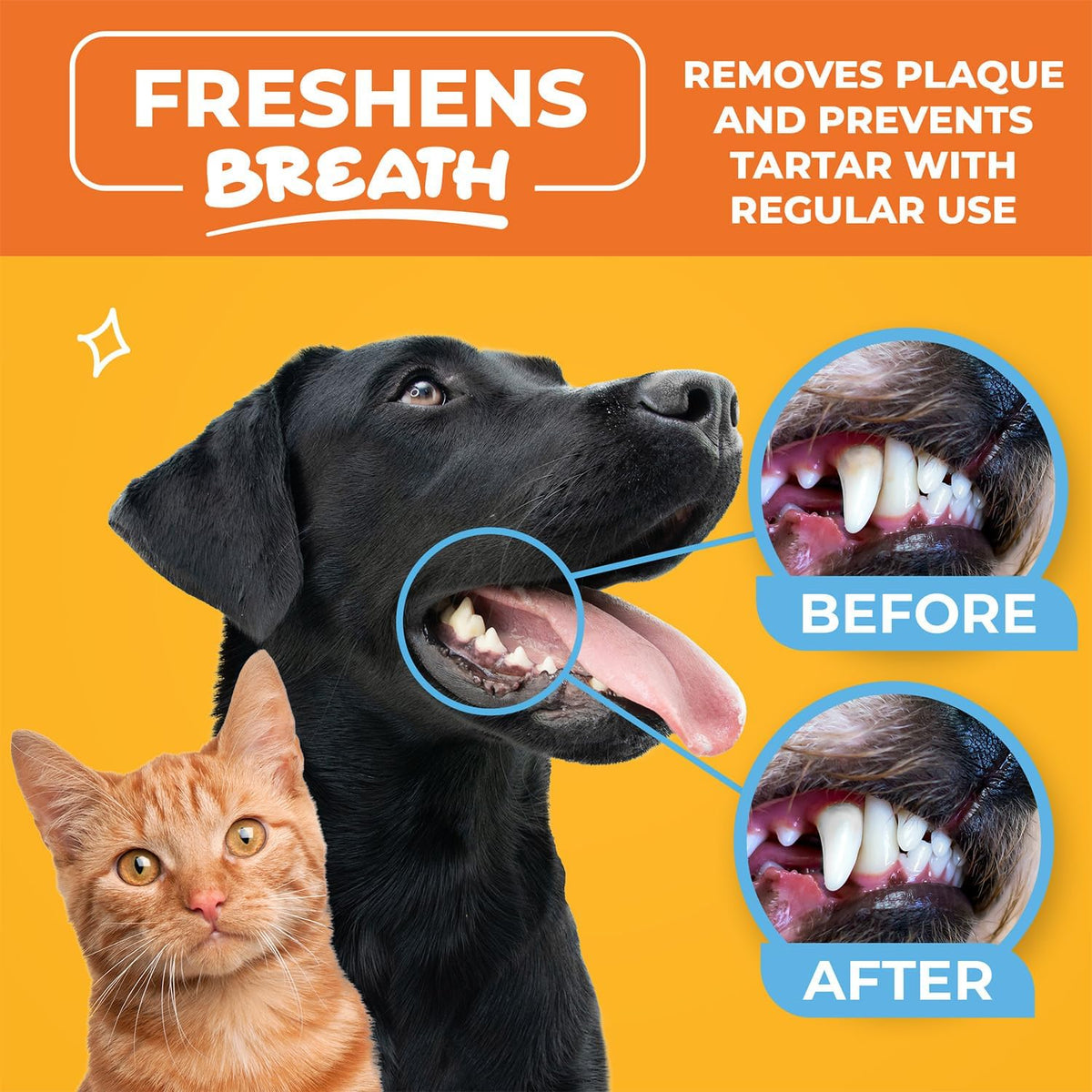 Dog & Cat Teeth Cleaning Wipes - Dental Finger Wipes for Cats & Dogs - Pet Toothbrush & Tooth Brushing Kit - Effective Teeth Cleaner (Unscented)