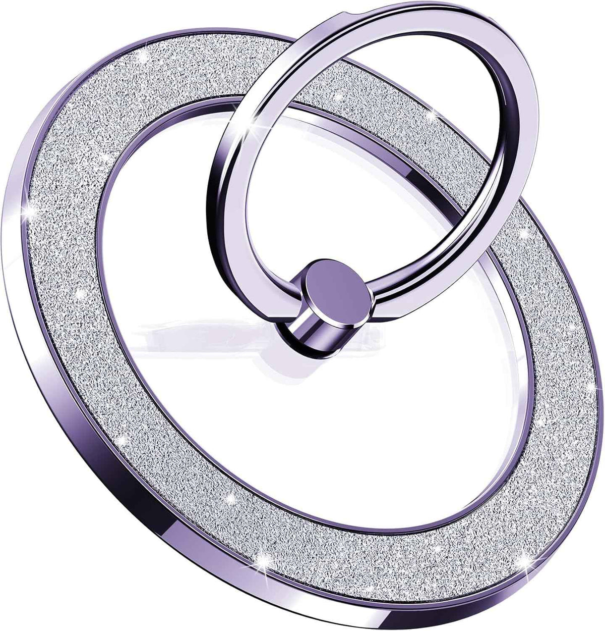 Magnetic Phone Ring Holder for MagSafe Cell Phone Grip Stand Finger Ring Stand Compatible with iPhone 17 16 15 14 13 12 Pro Max MagSafe Accessories Android. (Glitter Gold)