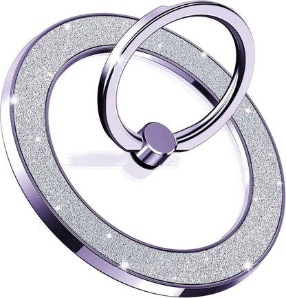 Magnetic Phone Ring Holder for MagSafe Cell Phone Grip Stand Finger Ring Stand Compatible with iPhone 17 16 15 14 13 12 Pro Max MagSafe Accessories Android. (Glitter Gold)