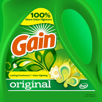 Gain Liquid Laundry Detergent, Original Scent, 194 fl oz, 134 loads, Freshness + Odor Fighting, Laundry Detergent Liquid Soap