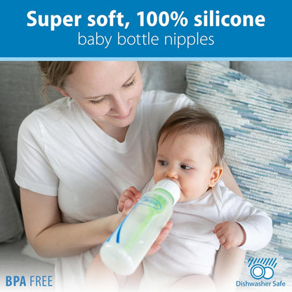Dr. Brown's Natural Flow Anti-Colic Options+ Narrow Baby Bottle, 4 oz/120 mL, with Level 1 Slow Flow Nipple, 0m+, 4 Pack
