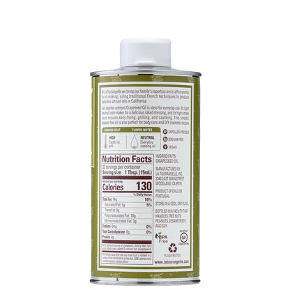 la tourangelle expeller-pressed grapeseed oil, 16.9 fl oz, high heat neutral cooking oil and skincare