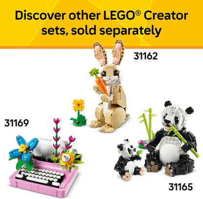 LEGO Creator 3 in 1 Playful Cat Toy - Building Toy with 3 Building Options, Cat, Dog, or Pigeon - Birthday Gift for Kids - Animal Figures for Kids, Girls and Boys, Ages 8+ - 31163
