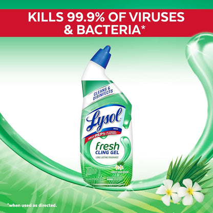 Lysol Toilet Bowl Cleaner Gel, For Cleaning and Disinfecting, Stain Removal, Forest Rain Scent, 24oz (Pack of 2)