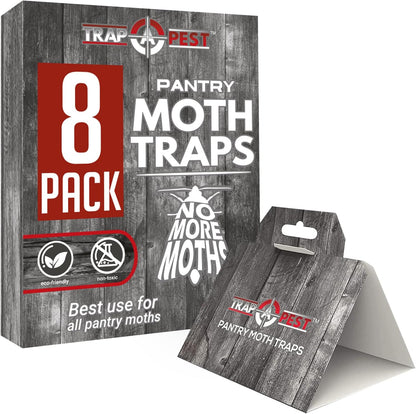 8 Pack Pantry Moth Traps- Safe and Effective for Food and Cupboard- Glue Traps with Pheromones for Pantry Moths