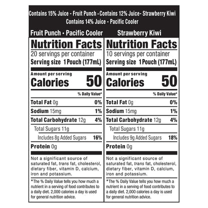 Capri Sun Fruit Punch, Strawberry Kiwi and Pacific Cooler Flavored Juice Drink Blend Variety Pack, 30 ct Box, 6 fl oz Pouches