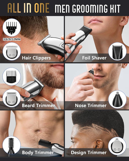 Ufree Beard Trimmer for Men, Waterproof Electric Razor for Nose, Body, Face & Mustache, Cordless Hair Clippers Shavers Grooming Kit, Valentines Day Gifts for Men Husband Father