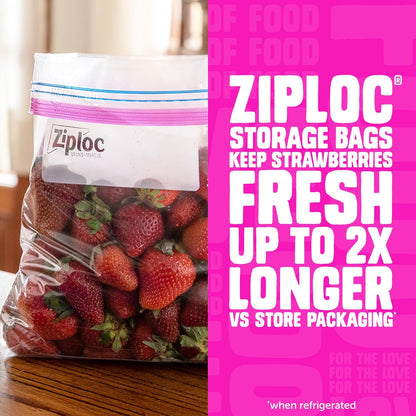 Ziploc Brand 190 Count Storage Bags Variety Pack, 42ct Storage Gallon and 48ct Storage Quart with Stay Open Design, 50ct Sandwich and 50ct Snack with Grip N Seal Technology (Packaging May Vary)