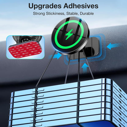 Coolpow for Magsafe Car Mount Charger【100% Stable】 15W Magsafe Car Charger Magnetic Phone Holders for Your Car Accessories for Women Men car Phone Holder Wireless Car Charger for iPhone
