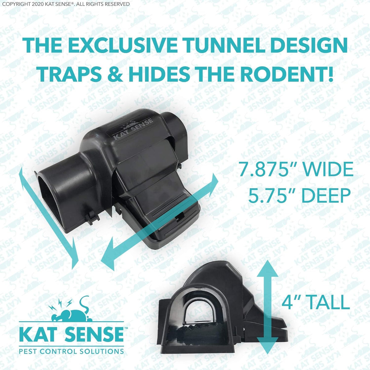 Kat Sense Covered Rat Trap & Chipmunk Trap, Prevents Accidental Triggering with Tunnel Design, Quick Action Pest Control Device, Indoor Outdoor Mouse Trap, Reusable Snap Style Rodent Control