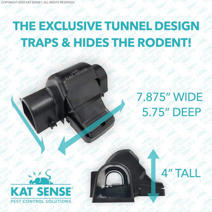 Kat Sense Covered Rat Trap & Chipmunk Trap, Prevents Accidental Triggering with Tunnel Design, Quick Action Pest Control Device, Indoor Outdoor Mouse Trap, Reusable Snap Style Rodent Control