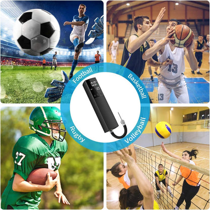 Pumteck Electric Ball Pump, Smart Air Pump Portable Fast Ball Inflation with Precise Pressure Gauge and Digital LCD Display for Football Basketball Volleyball Football (2 Pin and 1 Spout)