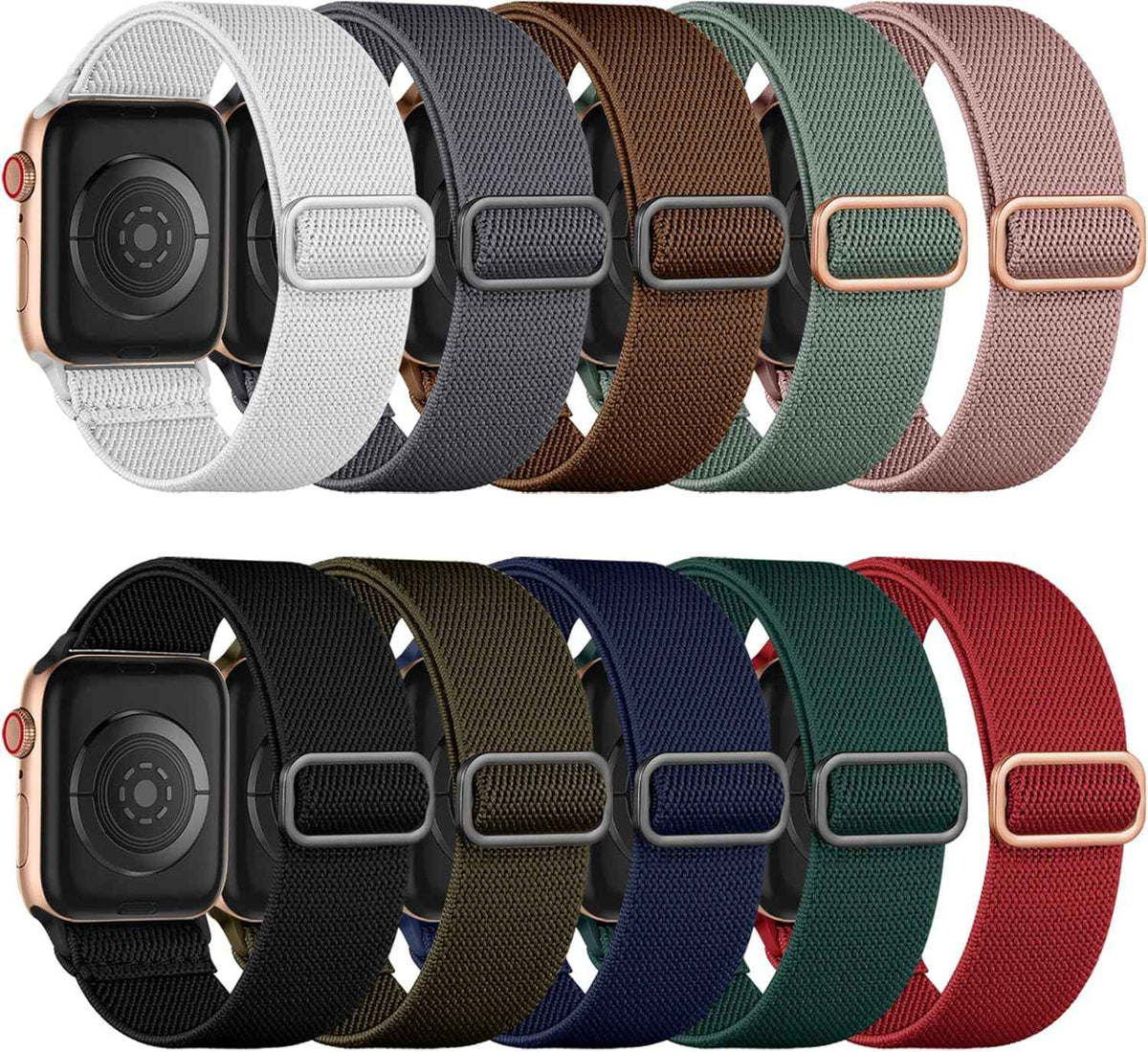 Maledan 10 Pack Stretchy Solo Loop Compatible with Apple Watch Band 40mm 38mm 41mm 42mm 44mm 45mm 46mm 49mm Women Men,Soft Nylon Elastic Braided Strap for iWatch Series 11 10 9 8 7 6 5 4 3 2 1 SE Ultra