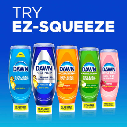 Dawn Platinum EZ-Squeeze Dish Soap Liquid, Dishwashing Liquid, Grease Removal, Upside Down Bottle, Wild Jasmine, 6x18 Fl Oz Bundle