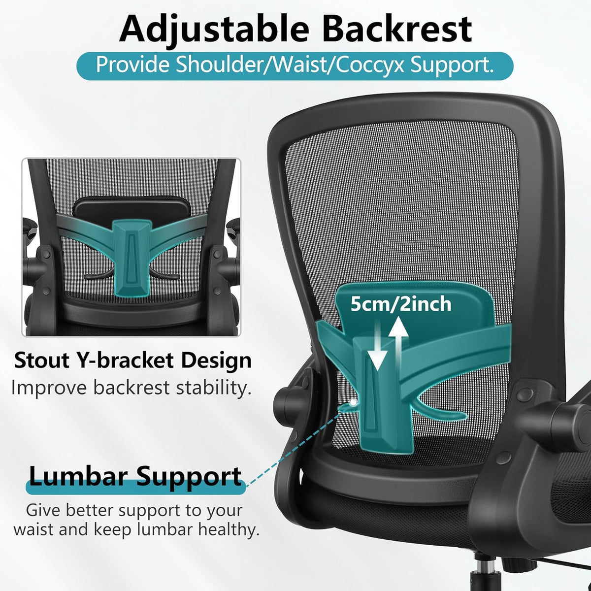 FelixKing Office Chair, Ergonomic Desk Chair Breathable Mesh Chairs Adjustable High Back Lumbar Support Flip-up Armrests, Executive Rolling Swivel Comfy Computer Chairs Home Office Black