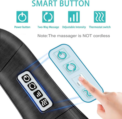 AERLANG Shiatsu Back and Neck Massager, Back Massager Deep Tissue Kneading Neck and Shoulder Massage with Heat, Electric Massage Pillow Fathers Day Gift Ideas from Daughter Son(NOT Cordless)
