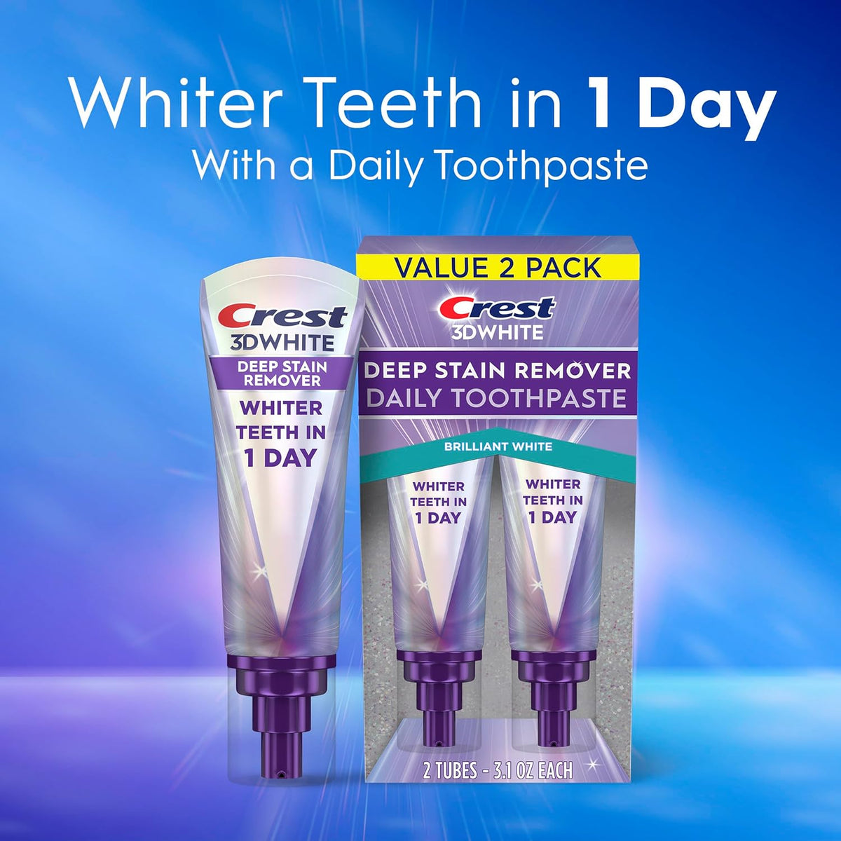 Crest 3DWhite Brilliance Deep Stain Remover Brilliant White Toothpaste - 3.1oz/2pk