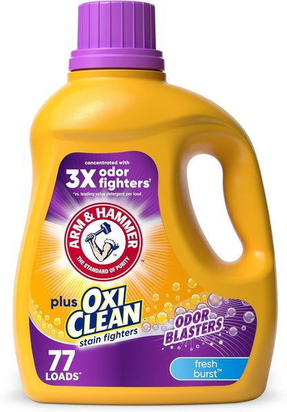 ARM & HAMMER Plus OxiClean Odor Blasters Fresh Burst, 77 Loads Liquid Laundry Detergent, 100.5 Fl oz