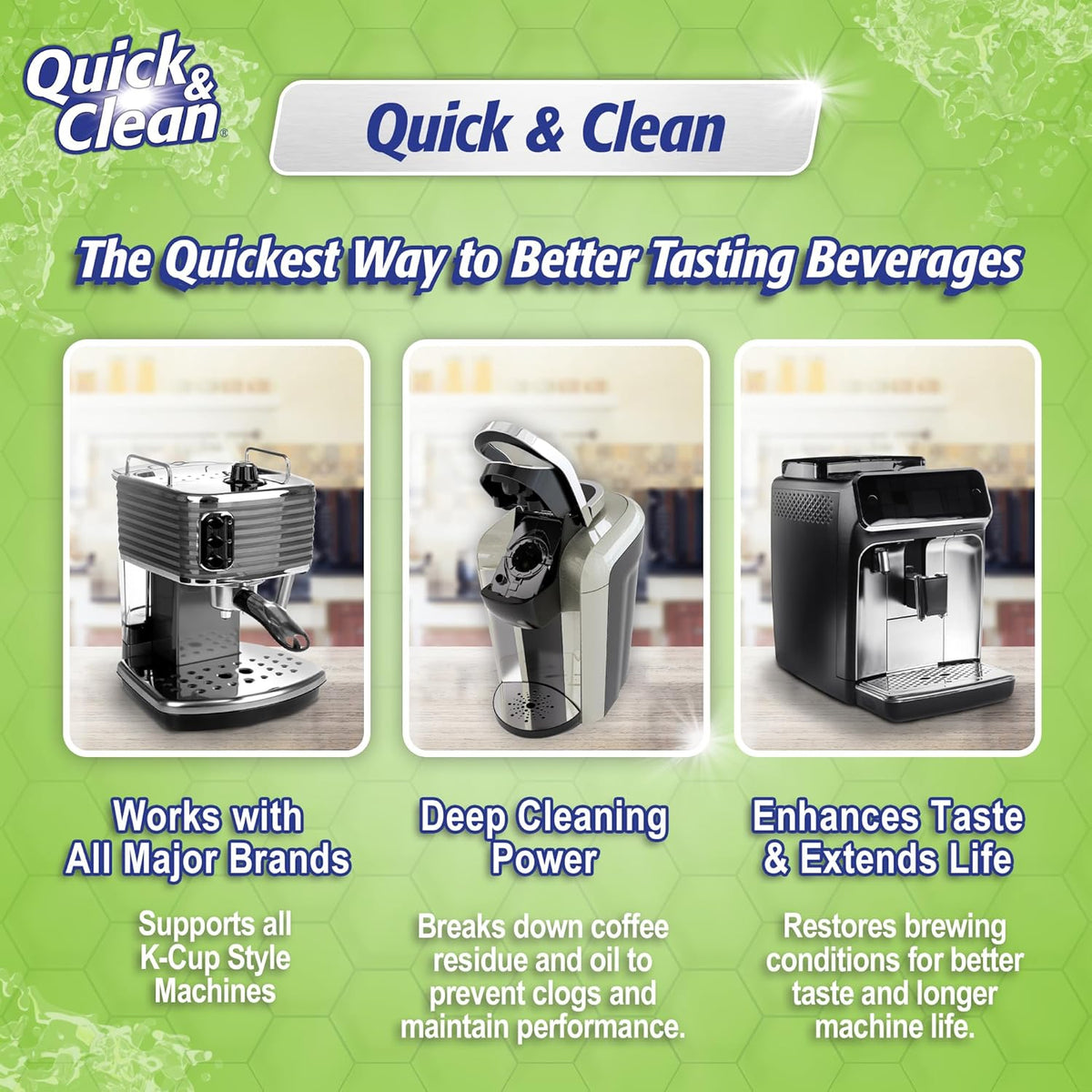 Quick & Clean [6-Pack] Keurig Cleaning Pods - K Cup Cleaner Pod For Keurig - 2.0 Coffee Machine Compatible, Removes Stains, Non-Toxic and Eco-Friendly