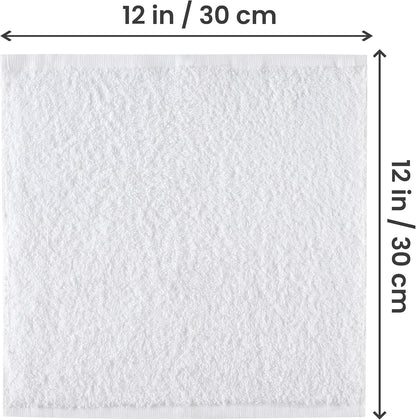 utopia 24 pack cotton washcloths set, 100% ring spun cotton, premium quality flannel face cloths, highly absorbent and soft feel fingertip towels, white