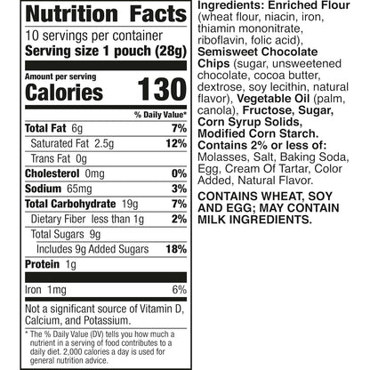 Pillsbury Mini Soft Baked Cookies, Chocolate Chip, Snack Bags, 10 Ct, 10 oz