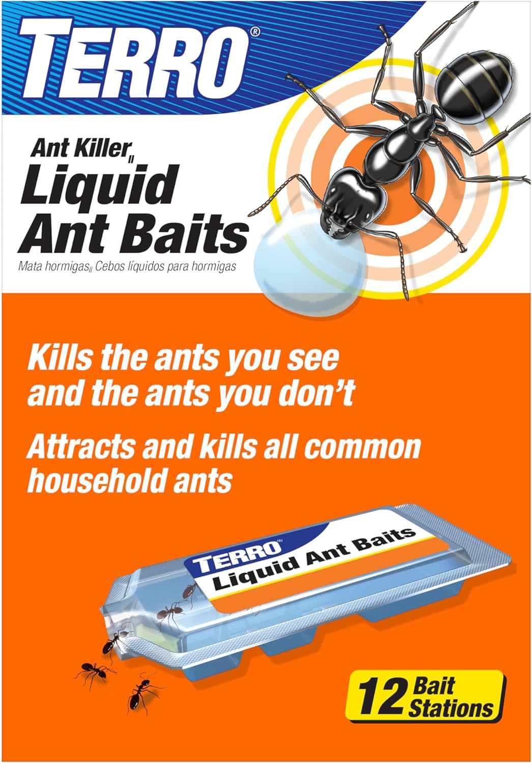 TERRO Ant Killer Bait Stations T300B - Liquid Bait to Eliminate Ants - Bait System - 12 Count Stations for Effective Indoor Ant Control