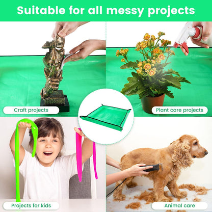 Repotting Mat for Indoor Plant Transplanting Control Mess, 26.8"X26.8" Waterproof Succulent Potting Mat Square Planting Tray Soil Change Mat Gardening Gifts for Plant Lovers