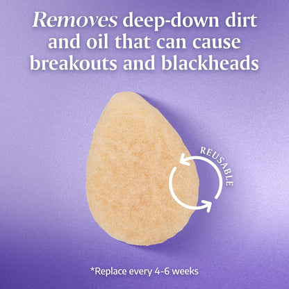 Buf-Puf Gentle Facial Sponge, Dermatologist Developed, Removes Deep Down Dirt & Makeup That Causes Breakouts and Blackheads, Reusable, Exfoliating, 1 Count