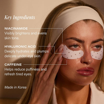 '+ Lux Unfiltered Cooling Under Eye Patches - Anti-Slip Caffeine Infused Korean Eye Mask - Reduces Puffiness, Brightens, & Hydrates Skin - Fragrance Free, Vegan, & Cruelty Free - 10 Count