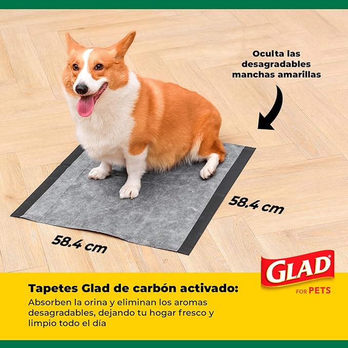 Glad for Pets Black Charcoal Puppy Pads, 23"x23" Disposable Pee Pad That Absorbs & Neutralizes Urine Instantly, Activated Carbon Training Pads For Dogs, Potty Training Supplies - 100 Count